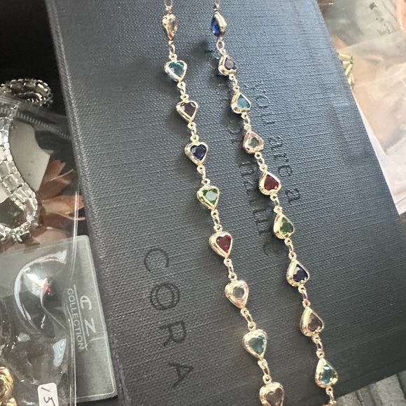 Gold Multi-Color Heart Charm Necklace - Picture 2 of 6